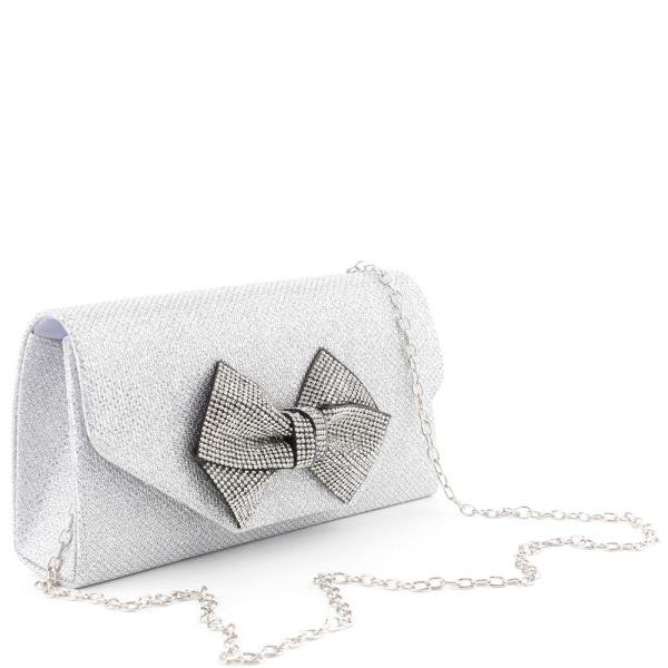 RHINESTONE CHIC BOW EVENING CLUTCH BAG