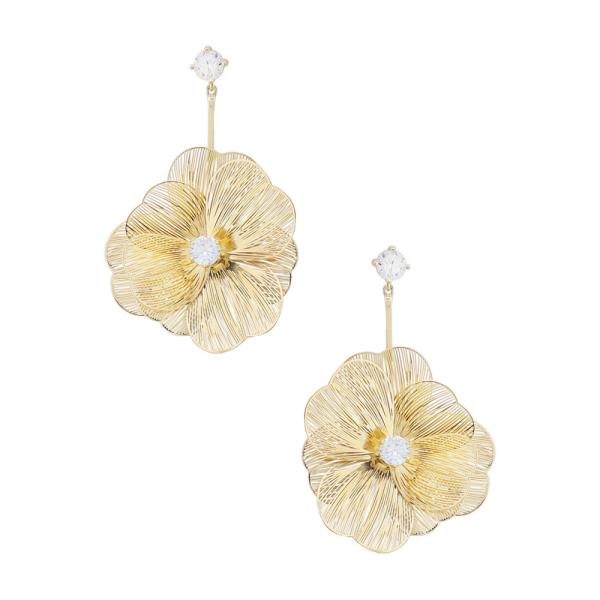METAL FLOWER DANGLE EARRINGS