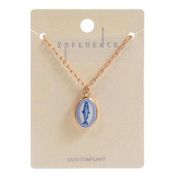 PRINTED RECTANGULAR SHAPE CHARM SHORT NECKLACE