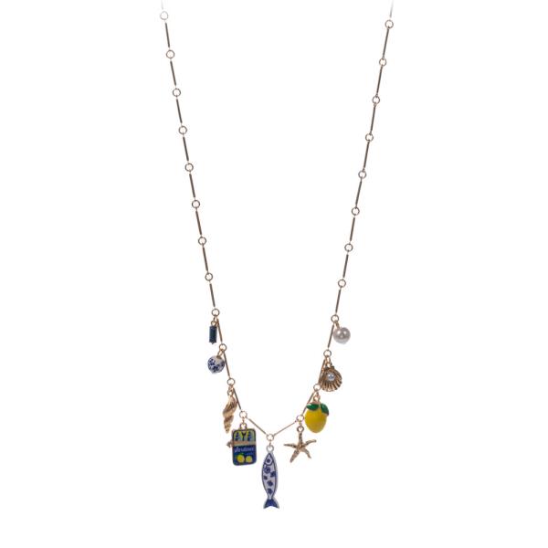 AMALFI COAST ICON SHAPED ENAMELED CHARMS  SHORT NECKLACE