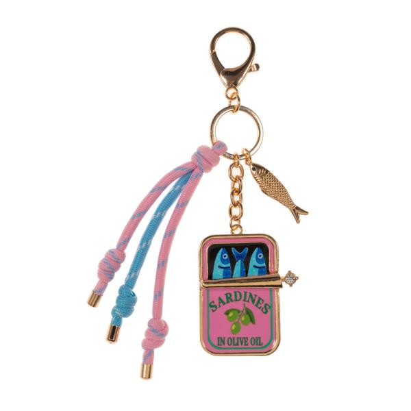SARDINES CAN SHAPED PRINT W/ ROPE SINGLE  BAG CHARM