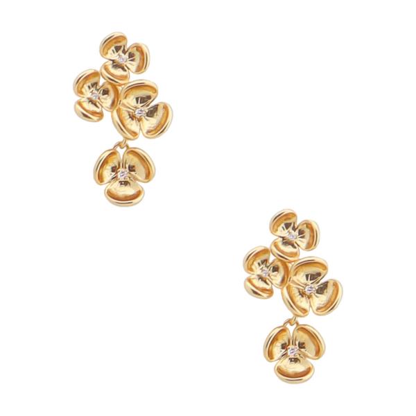 METAL FLOWER POST DANGLE EARRINGS