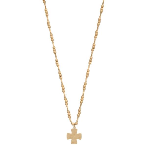 METAL CROSS PENDANT BEADED NECKLACE