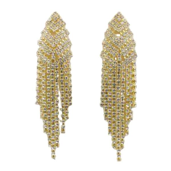 RHINESTONE FRINGE DANGLE EARRING