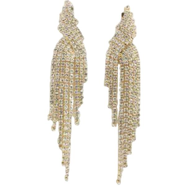 RHINESTONE FRINGE DANGLE EARRING