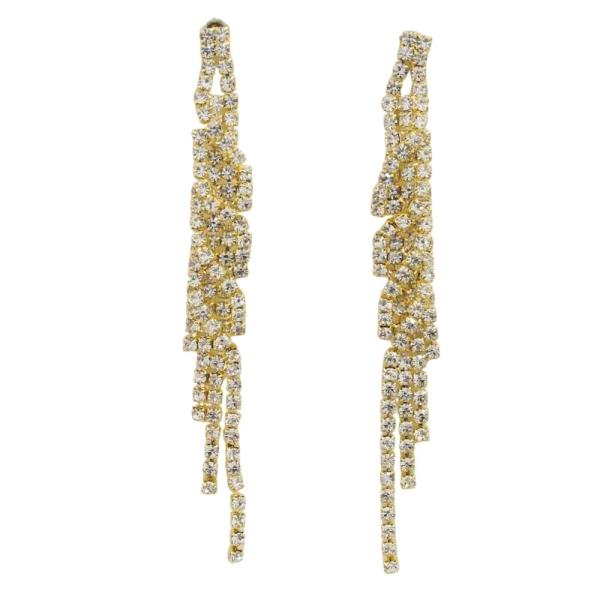 RHINESTONE TASSEL LINEAR DANGLE EARRING