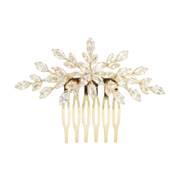 CZ LEAF RHINESTONE HAIR COMB