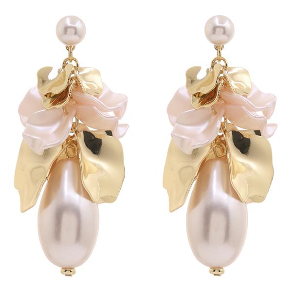 FLORAL PEARL METAL MIX DANGLE EARRING