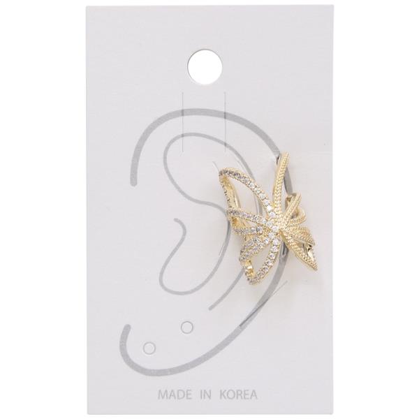 RHINESTONE BUTTERFLY EAR CUFF EARRING