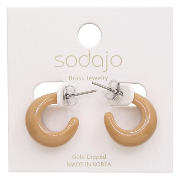 SODAJO OPEN COLOR HALF HOOP GOLD DIPPED EARRING