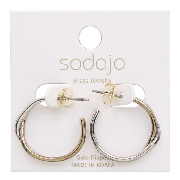 SODAJO TWO TONE OPEN HOOP GOLD DIPPED EARRING