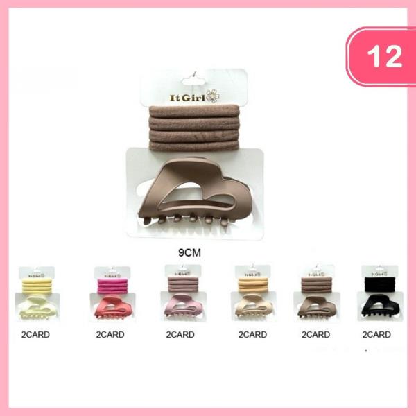HAIR CLAW CLIP HAIR TIE SET (12 UNITS)