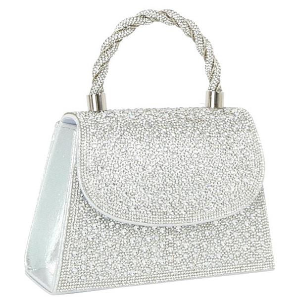 RHINESTONE TWIST HANDLE EVENING BAG