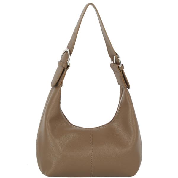 CURVED TEXTURED ZIPPER SHOULDER HOBO W STRAP