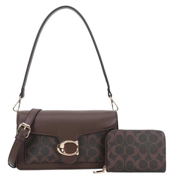 2IN1 OVAL PRINT DESIGN SHOULDER CROSSBODY W WALLET SET