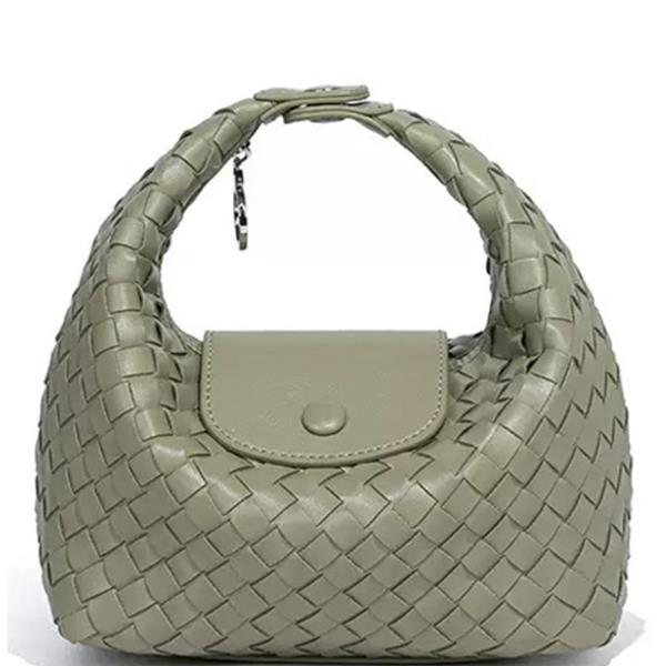 CHIC ROUND WOVEN DESIGN HANDLE BAG