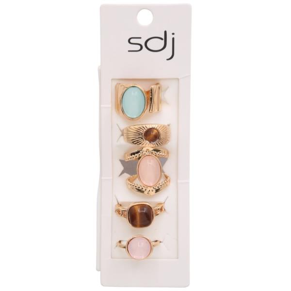 SDJ ASSORTED STONE MULTI RING SET