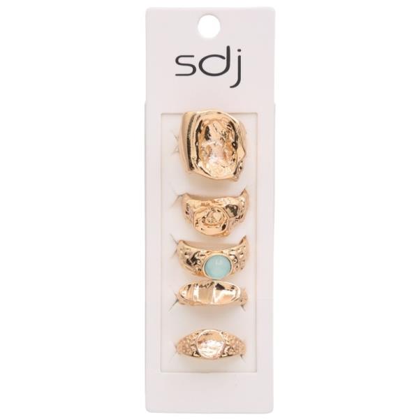 SDJ ORGANIC STONE MULTI RING SET