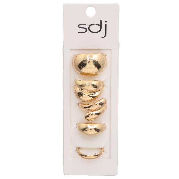 SDJ SMOOTH METAL STACKED MULTI RING SET