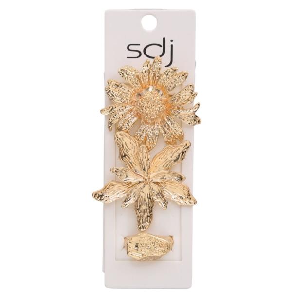 SDJ FLOWER TEXTURED METAL MULTI RING SET