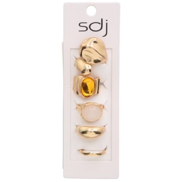 SDJ ORGANIC STONE MULTI RING SET