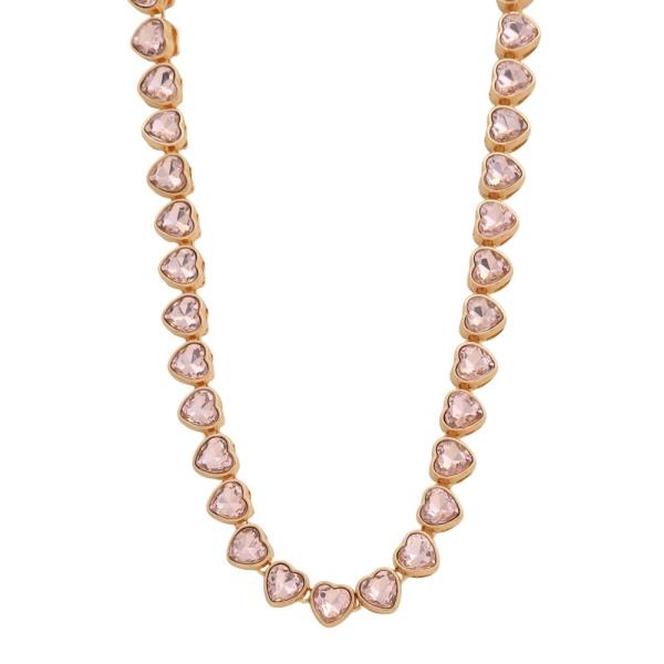 SDJ RHINESTONE HEART TENNIS NECKLACE