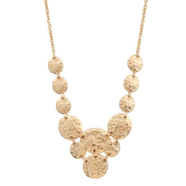 SDJ ROUND METAL DISC CLUSTER STATEMENT NECKLACE