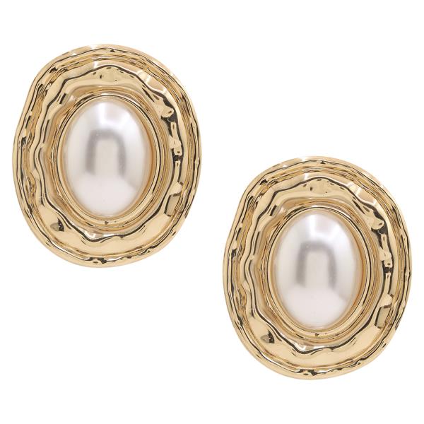 SDJ OVAL PEARL METAL EARRING