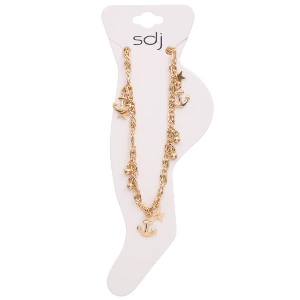 SDJ ANCHOR CHARM LAYERED METAL CHAIN ANKLET