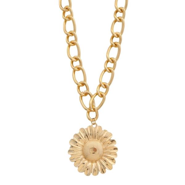 SDJ METAL FLOWER PENDANT CHAIN NECKLACE