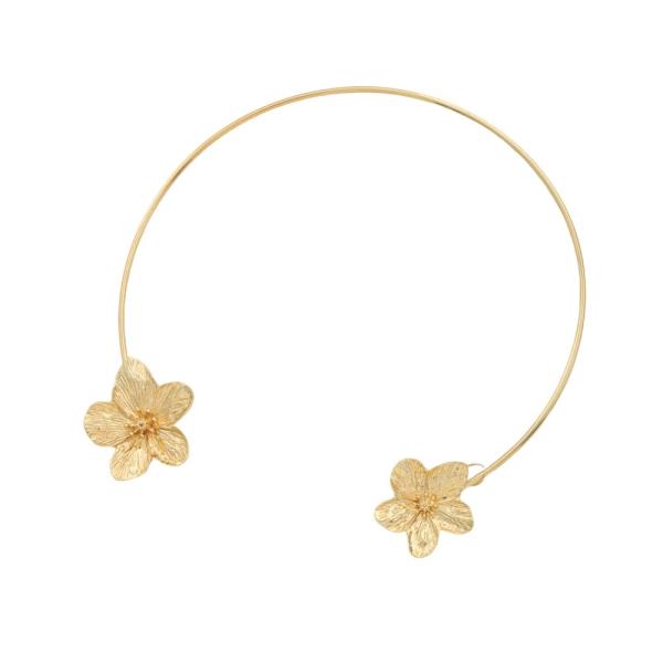SDJ DOUBLE SIDE FLOWER METAL NECKLACE