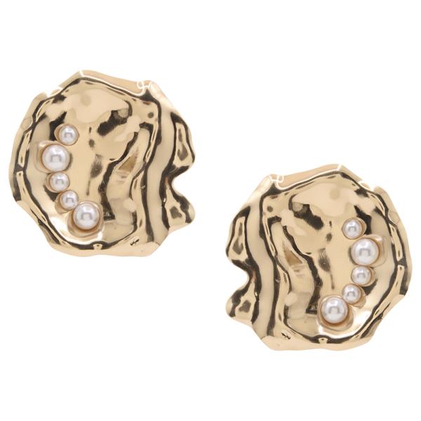 SDJ METAL SHAPE PEARL EARRING