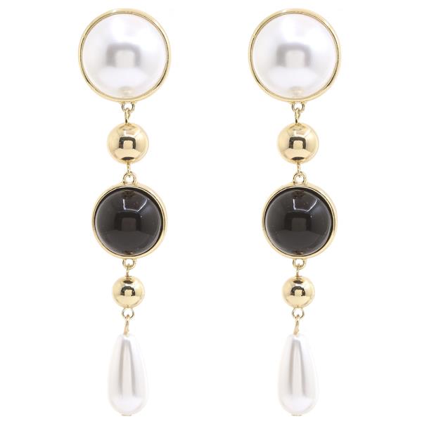 SDJ LINK ROUND PEARL DROP DANGLE EARRING