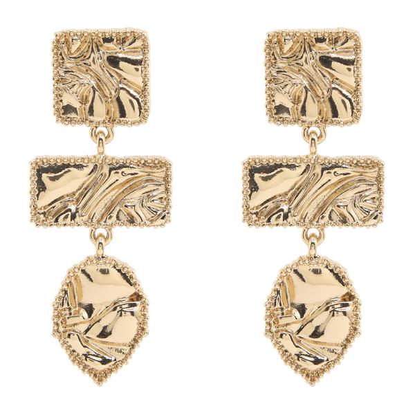 SDJ GEOMETRIC METAL TEXTURED DANGLE EARRING