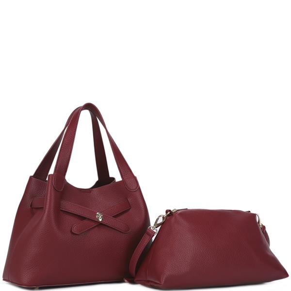 2IN1 STYLISH SATCHEL BAG W CROSSBODY POUCH SET