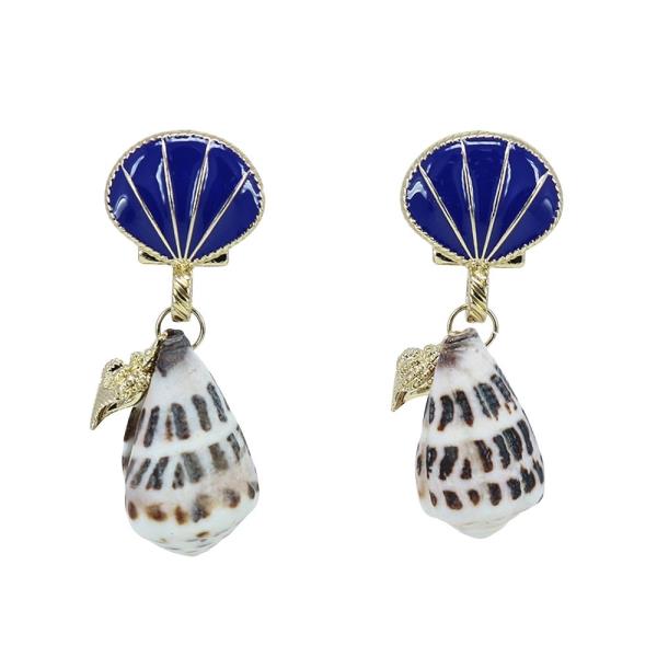 METAL SHELL CONCH DANGLE EARRING
