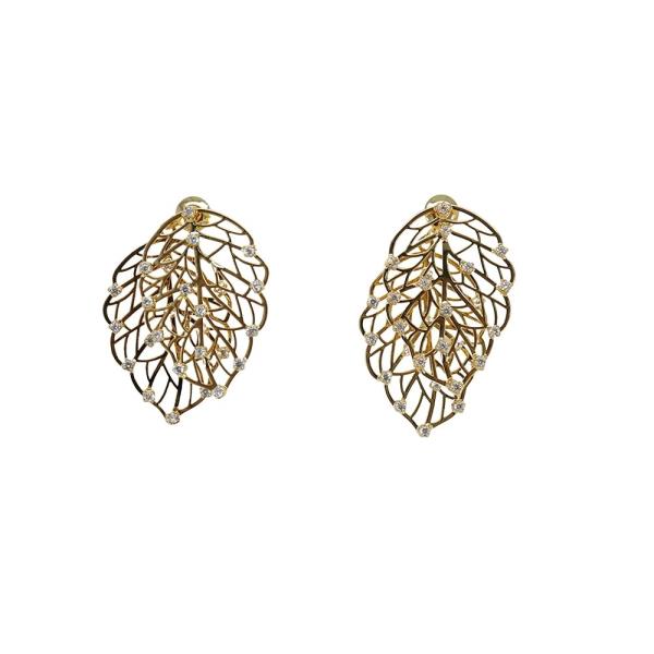 METAL FILIGREE LEAF STUD EARRING