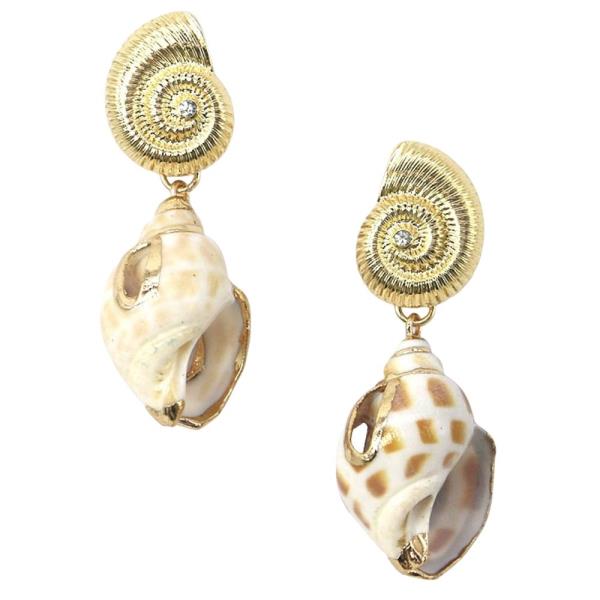 METAL SHELL CONCH DANGLE EARRING