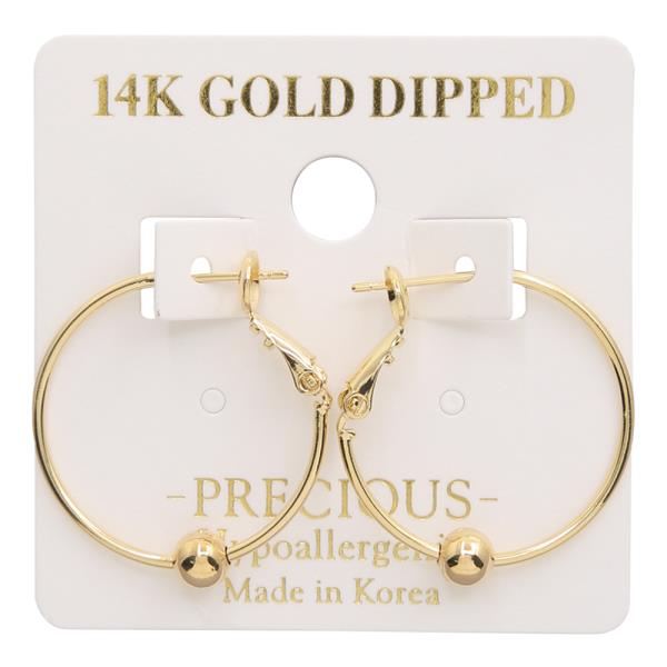 14K GOLD DIPPED HOOP BEAD EARRING