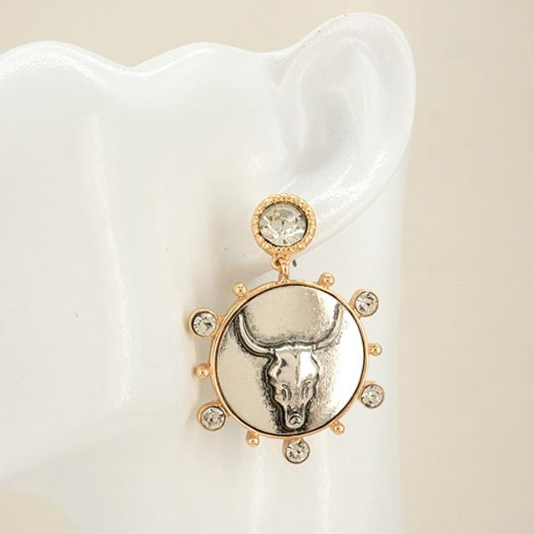 LONGHORN HAMMERED TT CR POST EARRING