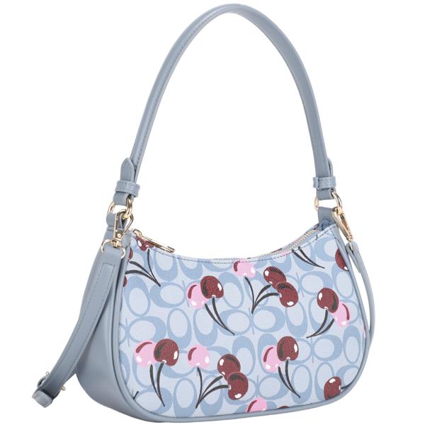 CHERRY OVAL PRINT CURVE SHOULDER CROSSBODY BAG