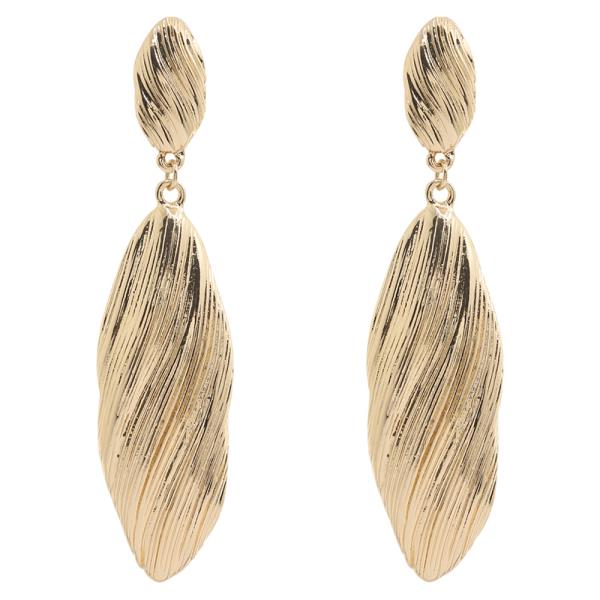 LONG OVAL TEXTURED DANGLE EARRING