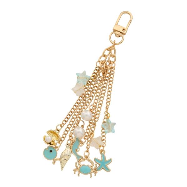 SEA LIFE CHAIN MULTI CHARM BAG CHARM KEYCHAIN