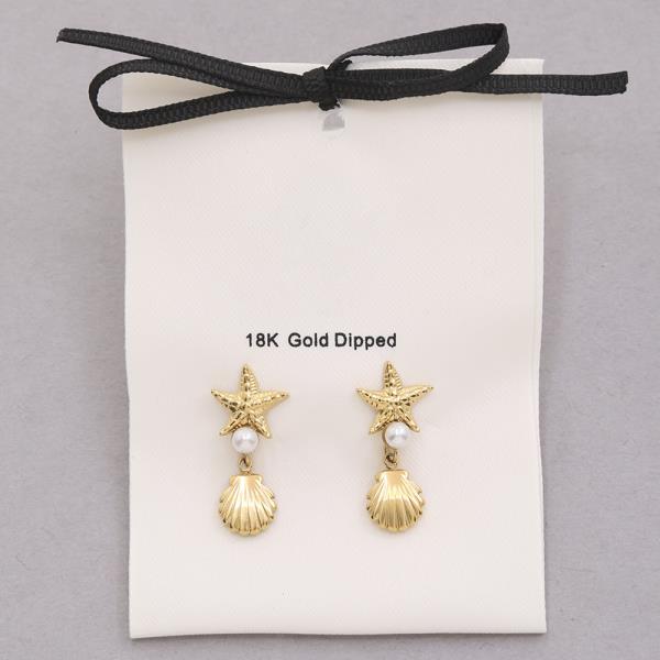 SEA STAR SHELL PEARL GOLD DIPPED EARRING