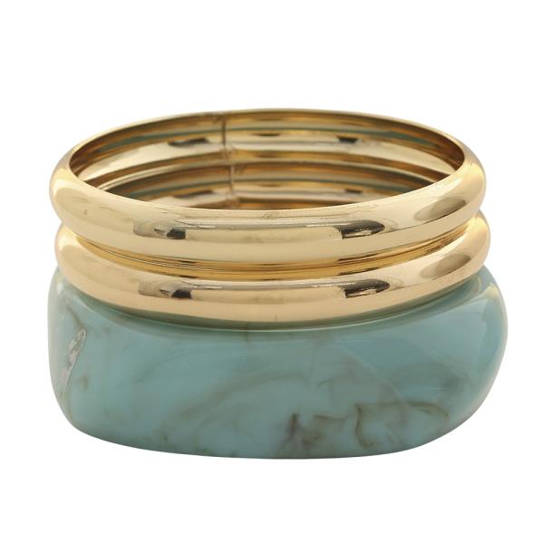 TRIPLE METAL ACRYLIC MIX BANGLE BRACELET SET
