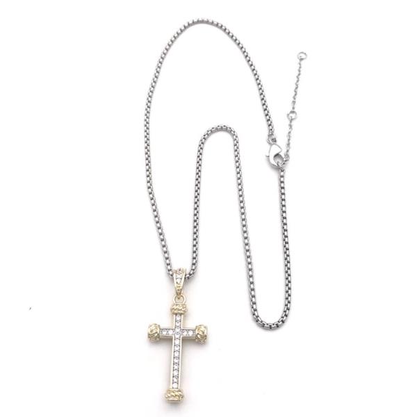 BOX CROSS PENDANT NECKLACE