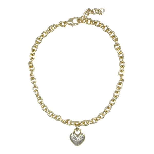 CZ  PAVED HEART PENDANT NECKLACE