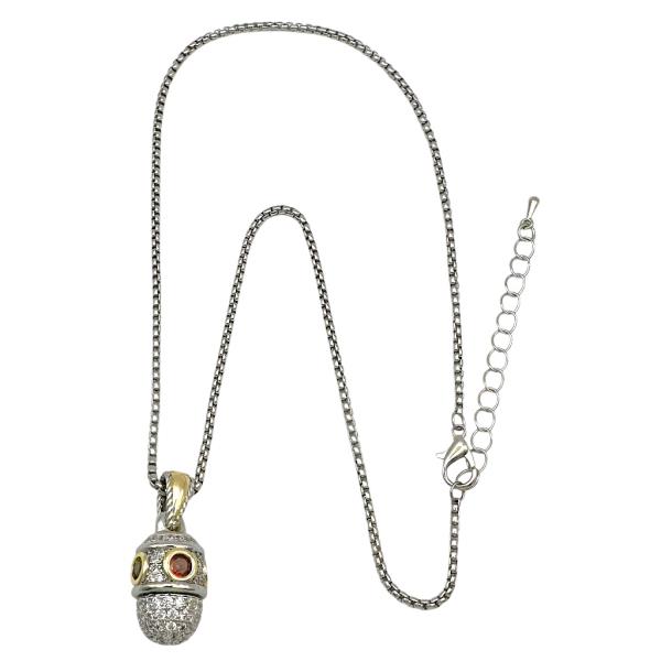 CZ BOX CHAIN DROP PAVE NECKLACE