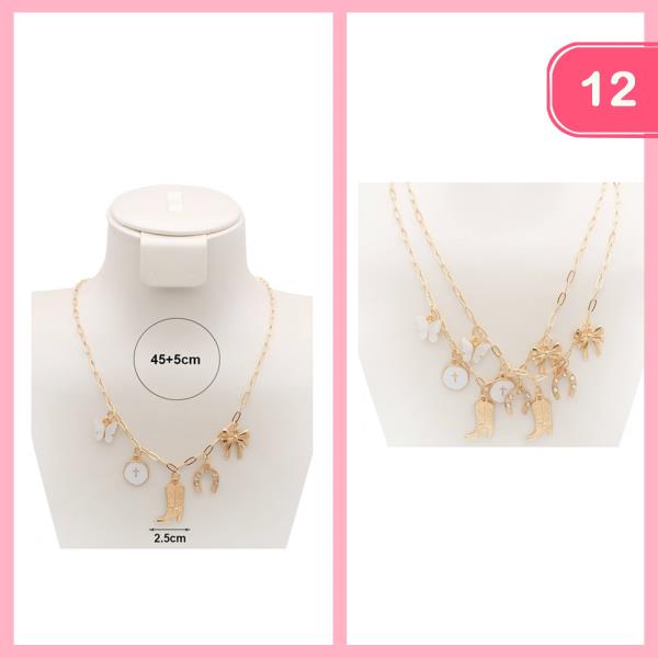 WESTERN BUTTERFLY BOW CHARM NECKLACE (12 UNITS)