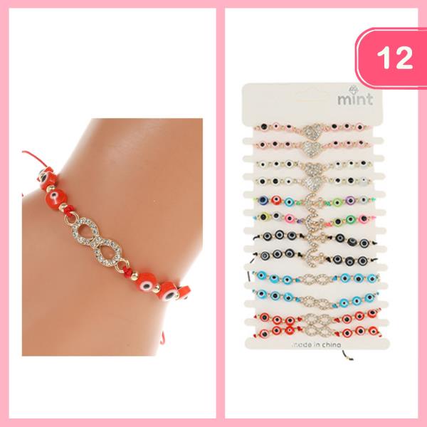 EVIL EYE RHINESTONE INFINITY BEADED BRACELET (1 2UNITS)
